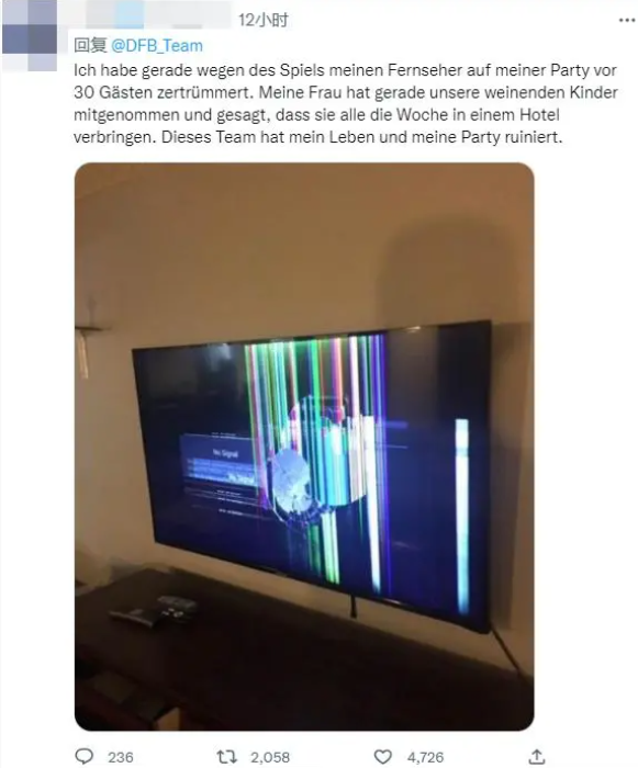 德国队输球后球迷的反应 球迷怒砸电视